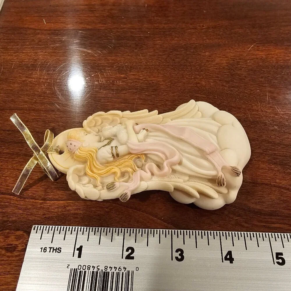 Vintage 1996 A. Luchesi Angel & Lamb Christmas Ornament Handcrafted Resin 5